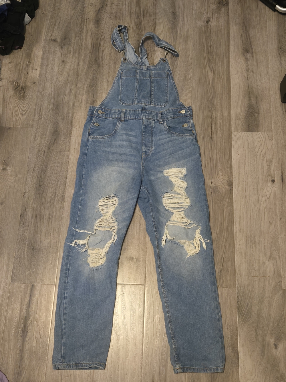 Bluenotes Light Blue Distressed Denim Overalls